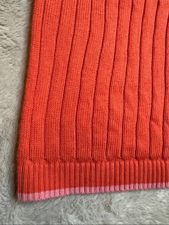 Talbots Bright Orange Ribbed V-Neck Tank - Picture 3 of 8